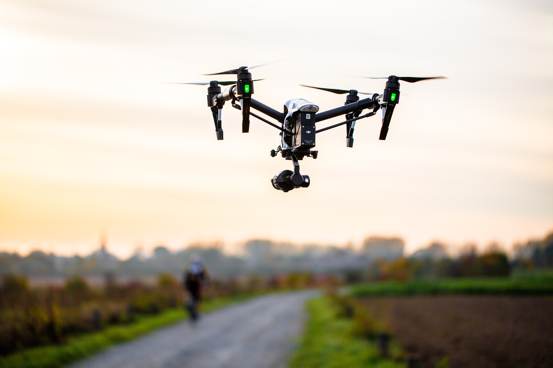 Drone flying over landscape
